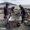 Construction of a Lava Rock Wall in Western Iceland