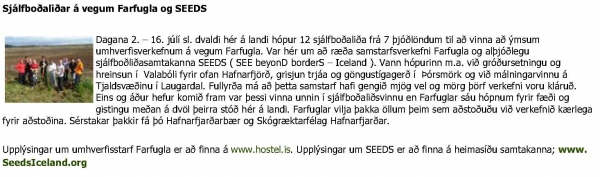 saf.is - Sjálfboðaliðar á vegum Farfugla og SEEDS