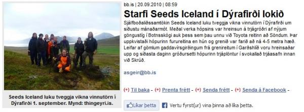 BB.is: Starfi Seeds Iceland í Dýrafirði lokið