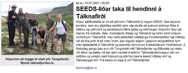 BB.is: SEEDS-liðar taka til hendinni á Tálknafirði