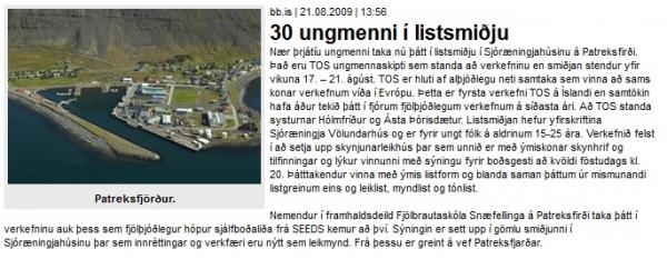 BB.is: 30 ungmenni í listsmiðju