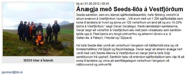 BB.is - Ánægja með Seeds-liða á Vestfjörðum