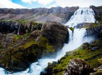 Waterfalls and glaciers in the West of Iceland